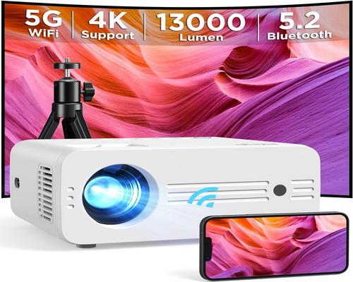 an Akiyo 13000 Lumens Video Projector with 5G Wifi and Bluetooth