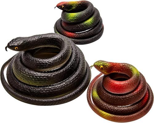 a set of 3 realistic rubber snakes